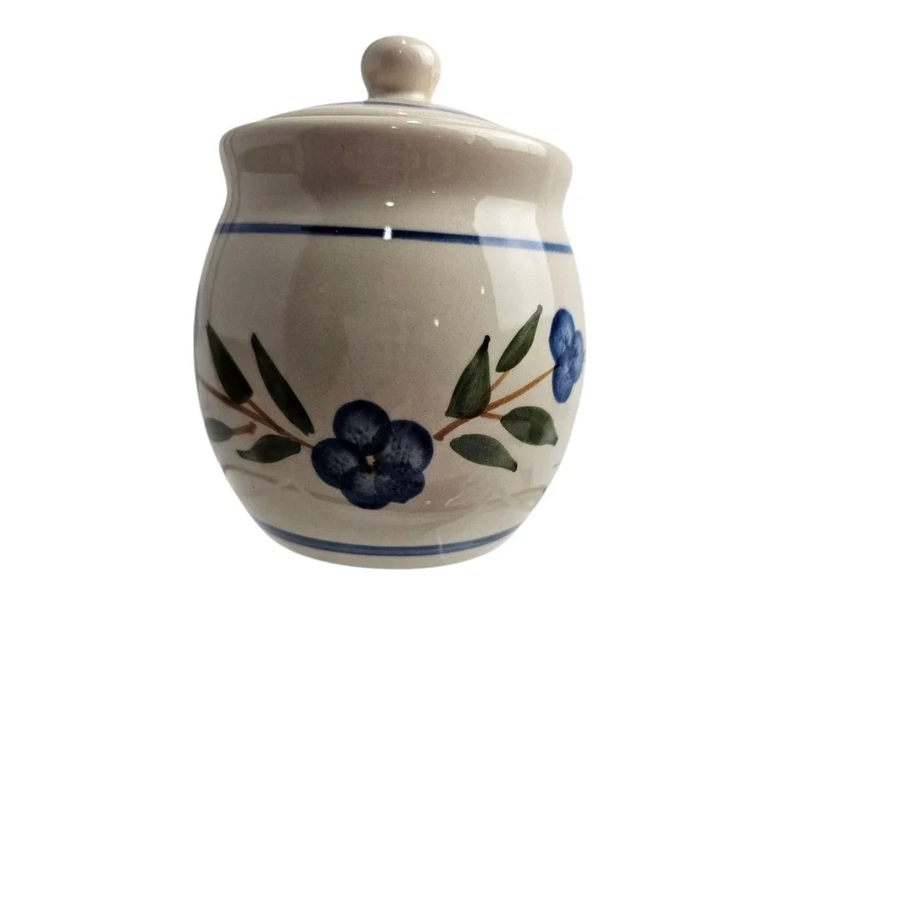 Ceramic Jar with Lid Blue Floral‎ Design Kitchen Storage Container